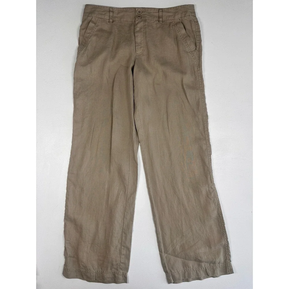 Women's Sz: 8 London Jeans Marisa Fit 100% Linen Casual Straight Leg Pants (b64) - Picture 4 of 7